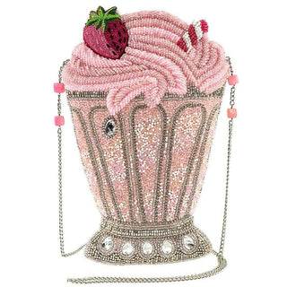 Mary Frances Shake It Up Beaded Pink Milkshake Crossbody Handbag
