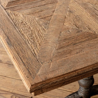 94.5" Reclaimed Oak Parquet Top Dining Table