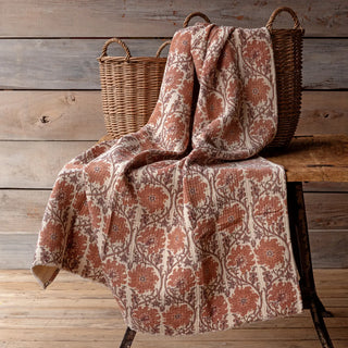 Quince Botanical Print Cotton Throw