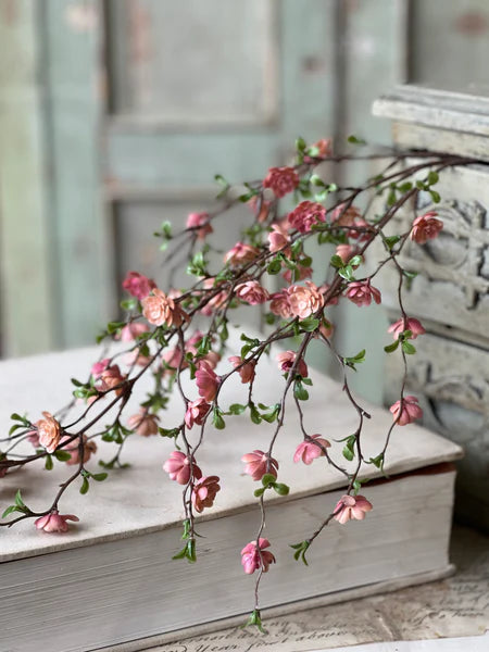 30" Hanging Quince Blooms Stem