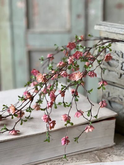 30" Hanging Quince Blooms Stem