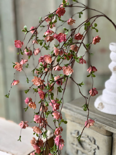 30" Hanging Quince Blooms Stem