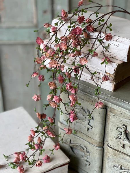 30" Hanging Quince Blooms Stem