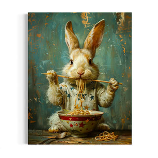 8x10 Rabbit Eating Ramen Print Wall Decor
