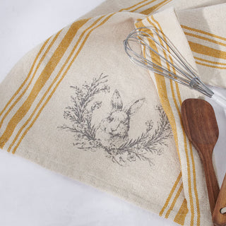Rabbit Crest Kitchen Towel - Yellow