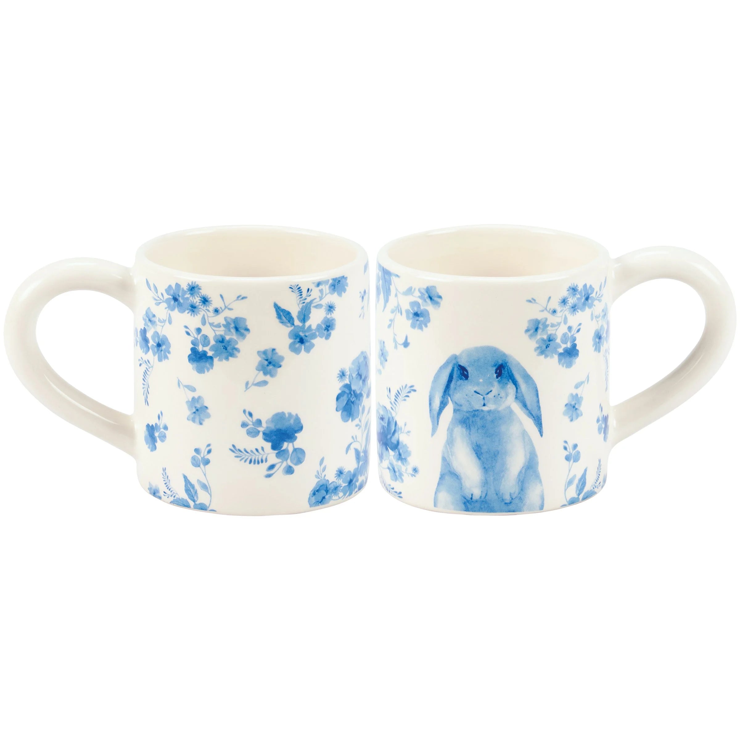 Blue Floral Rabbit Mug
