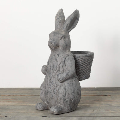 Standing Rabbit with Basket Planter