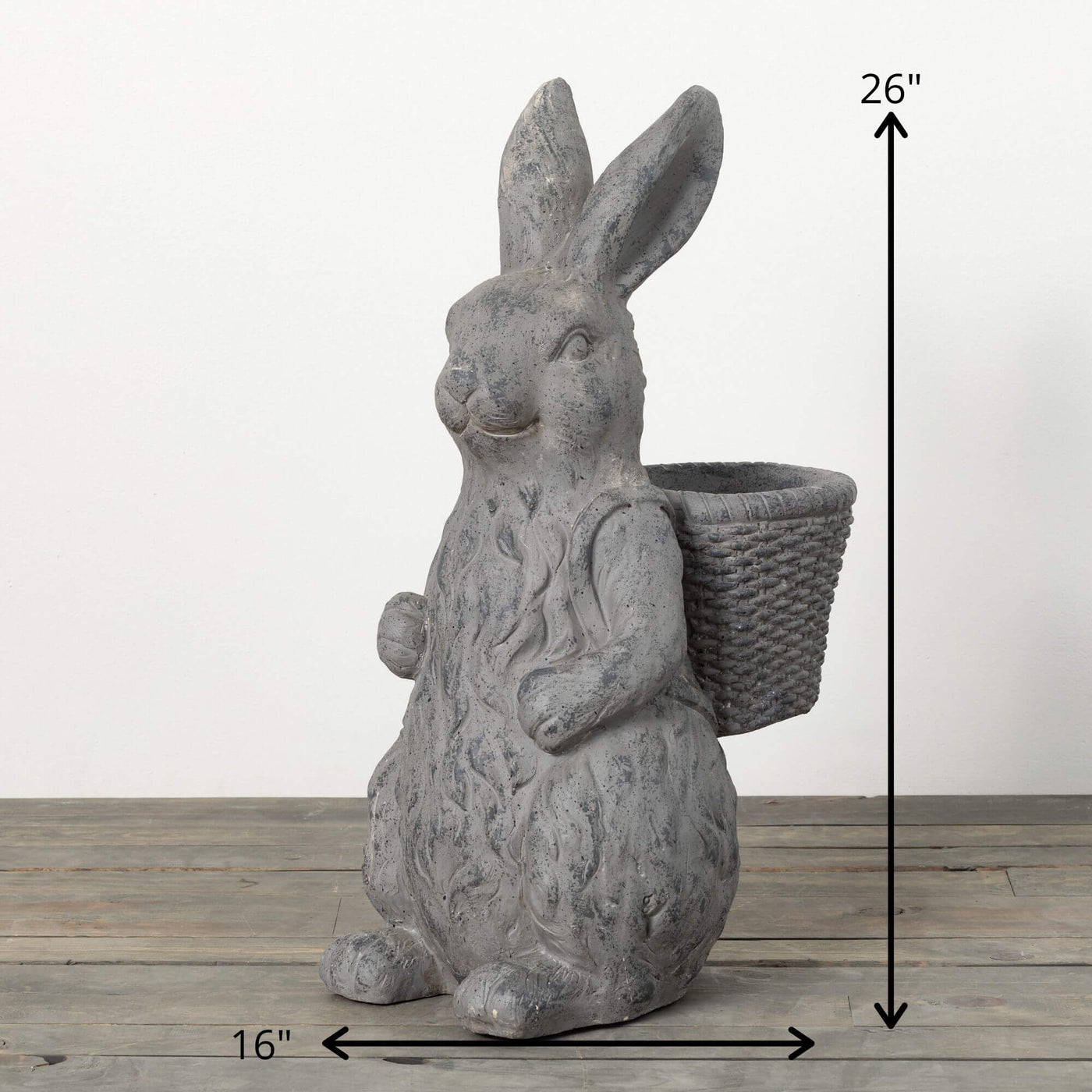 Standing Rabbit with Basket Planter