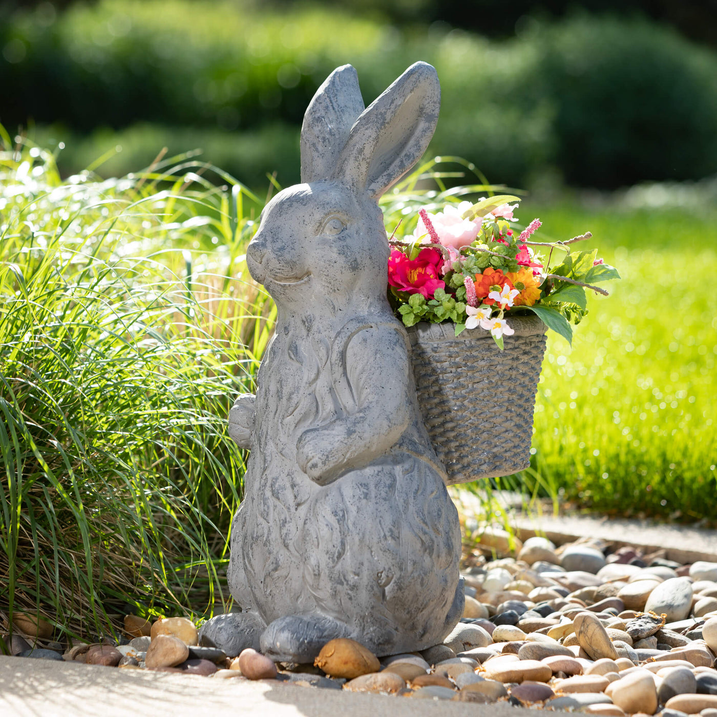 Standing Rabbit with Basket Planter