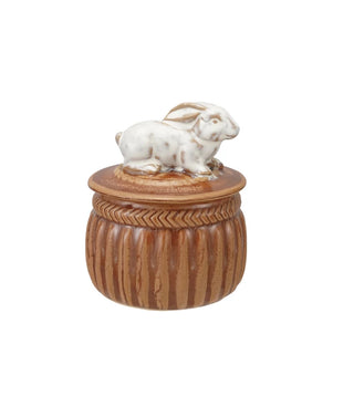 Rabbit Topped Stoneware Salt Cellar
