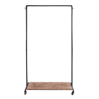 Metal Garment Rack with Wood Shelf and Lockable Wheels
