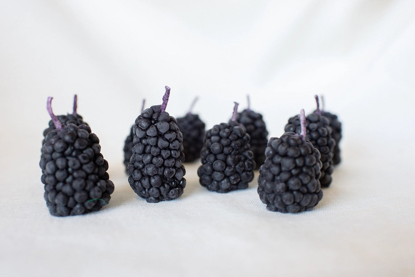 Set of 10 Beeswax Blackberry Birthday Candles