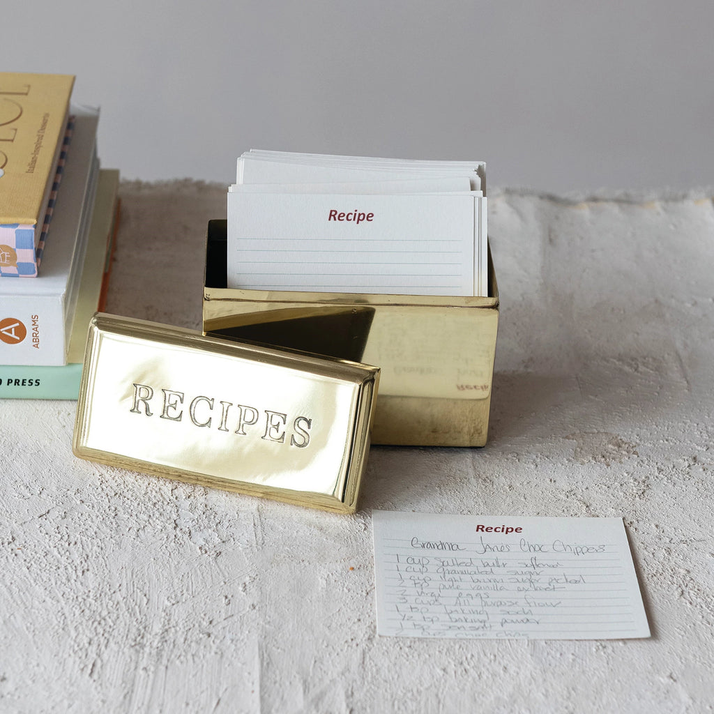 Stainless Steel Recipe Box with Recipe Cards – Cotton & Crete