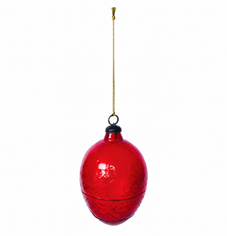 Hand-Blown Red Glass Ornament - Choose Style