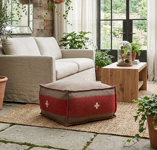 Swiss Army Pouf - Brown and Red
