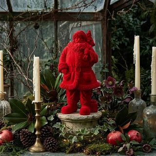Flocked Resin Santa - Red