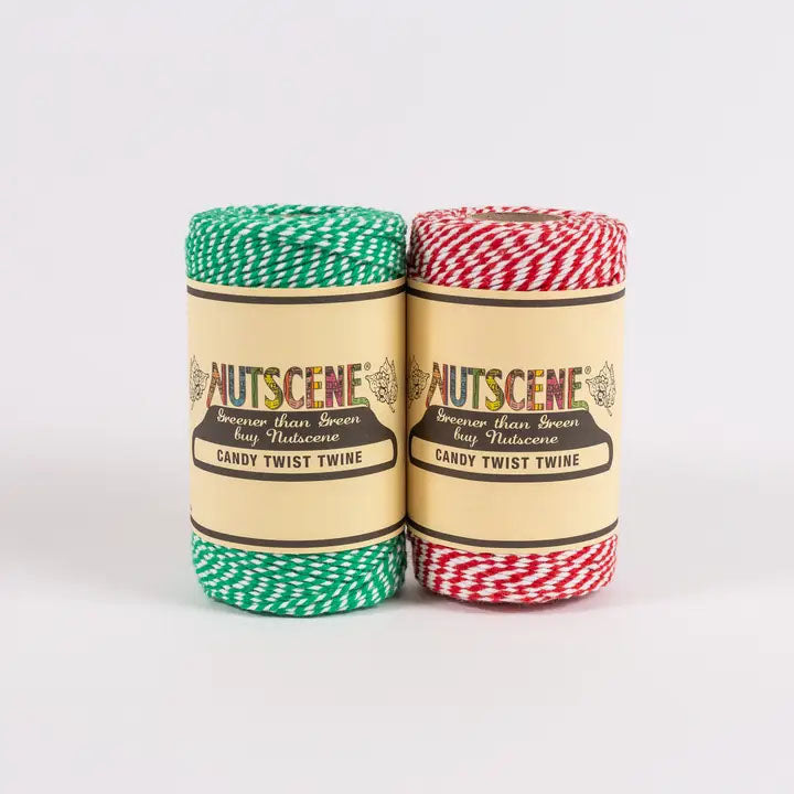 325ft Candytwist Recycled Cotton Twine - Choose Red or Green