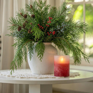 4" Red Frosted Glass 3D Flame Candle