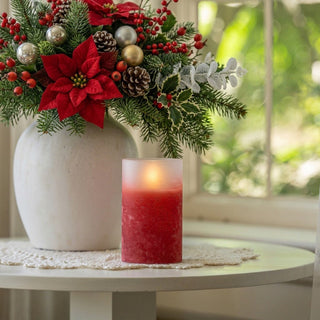 5" Red Frosted Glass 3D Flame Candle