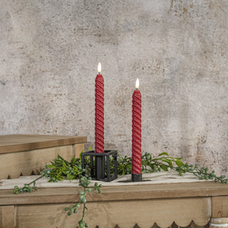 Set of 2 – 9.5" 3D Flame Twist Red Taper Candles