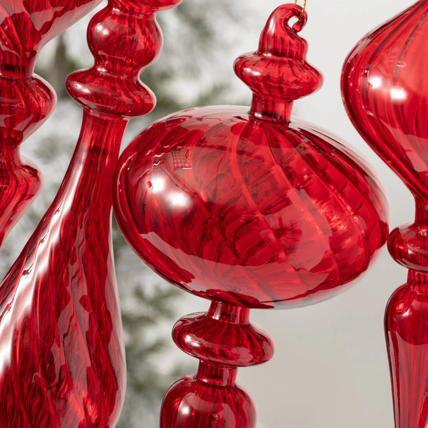 Red Glass Finial Ornament - Choose Style