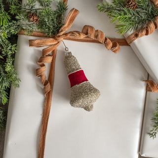 Red Velvet and German Glass Glitter Bell Ornament