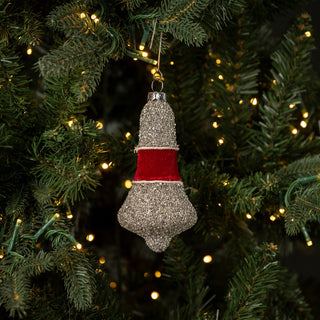 Red Velvet and German Glass Glitter Bell Ornament