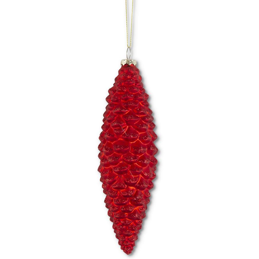 Red Glittered Glass Pinecone Ornament