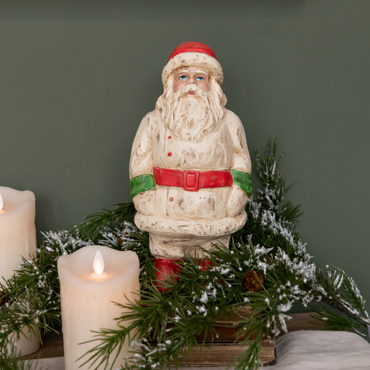 Vintage Style Red Green and White Santa