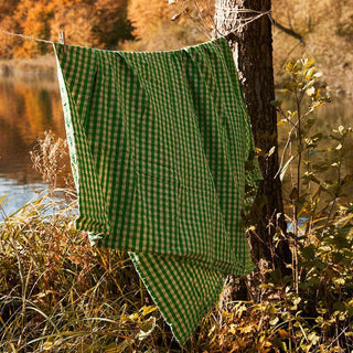 Baek and Bolge Duvet Seersucker Cover Set - Green and Sand