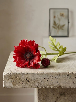 25" Real Touch Red Poppy Stem