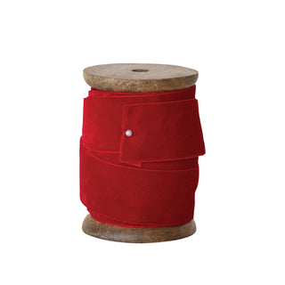 5 Yard Red Velvet Ribbon on Wood Spool