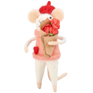 Felt Mouse with Roses to Give