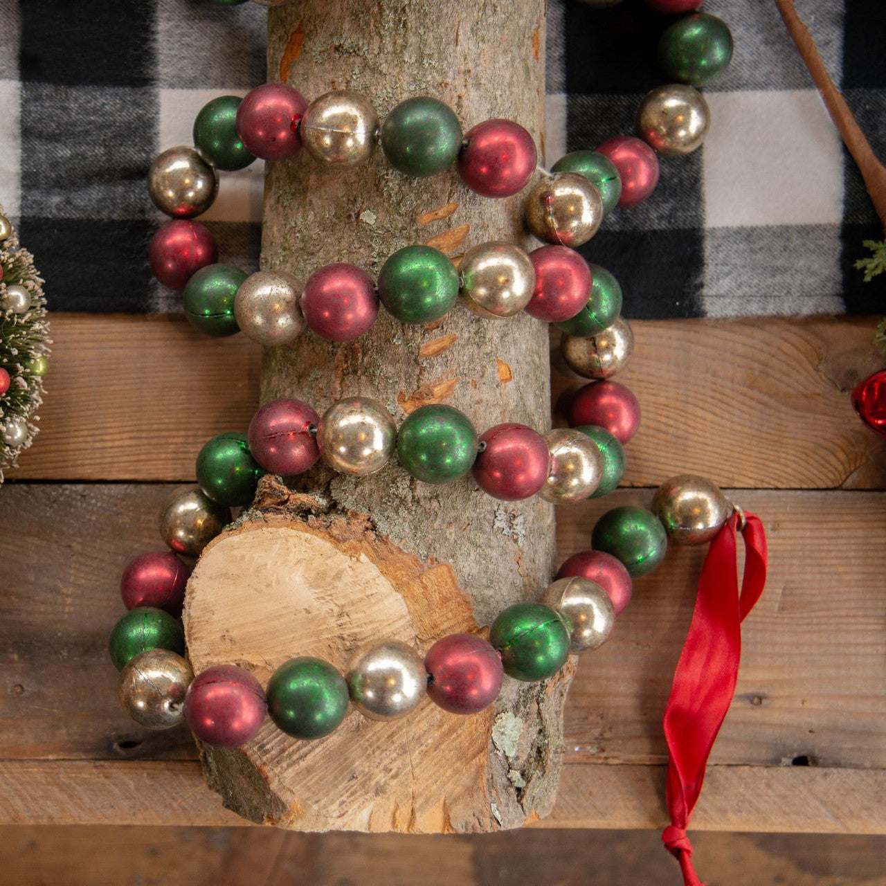 72" Red, Green and Silver Christmas Ball Garland