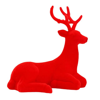 Sitting Flocked Reindeer - Choose Red or Pink