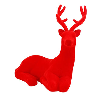 Sitting Flocked Reindeer - Choose Red or Pink