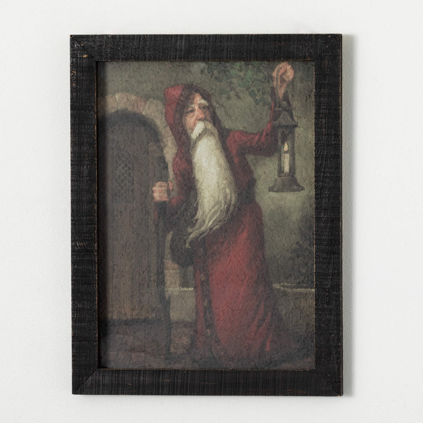 18" x 24" Old World Santa with Lantern Wall Decor