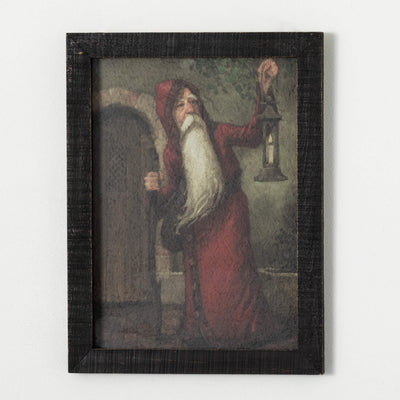 18" x 24" Old World Santa with Lantern Wall Decor