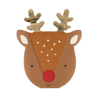Rudolph Shaped Dinner Napkin - Set of 18