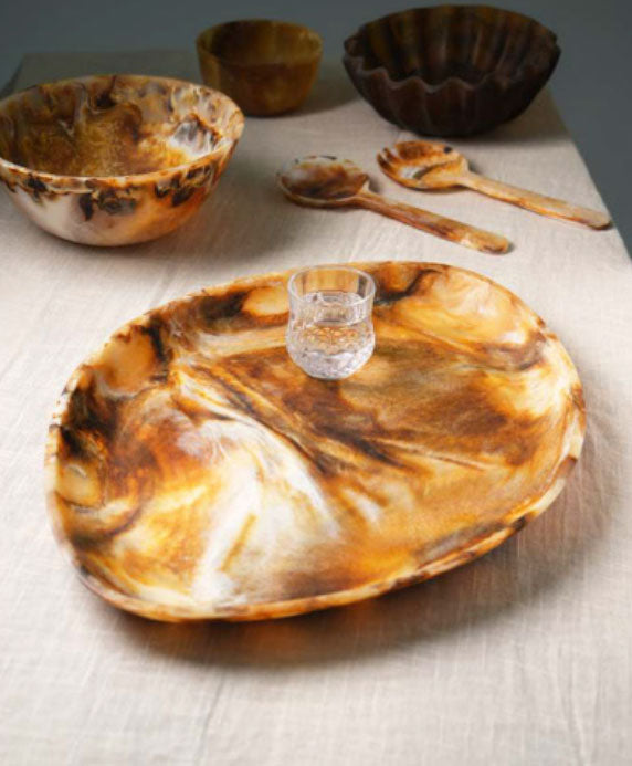 Large Coffee Swirl Resin Serving Tray