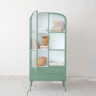 Retro Style Green and White Metal Cabinet