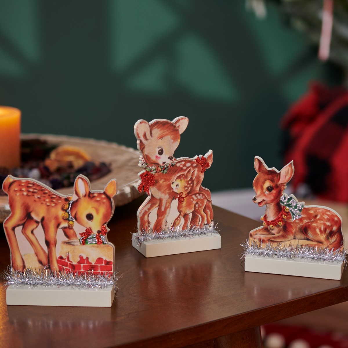 Set of 3 Retro Holiday Deer