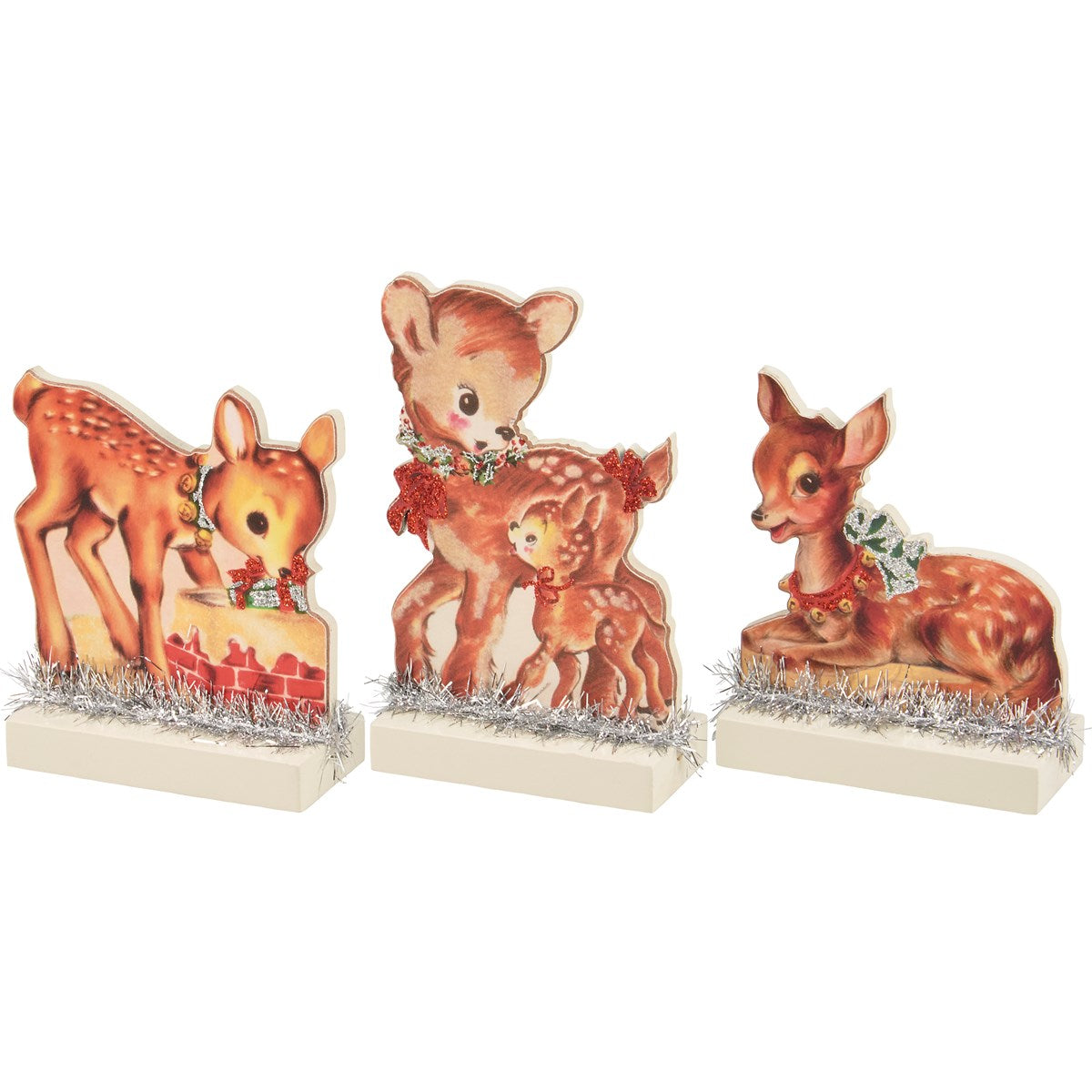 Set of 3 Retro Holiday Deer