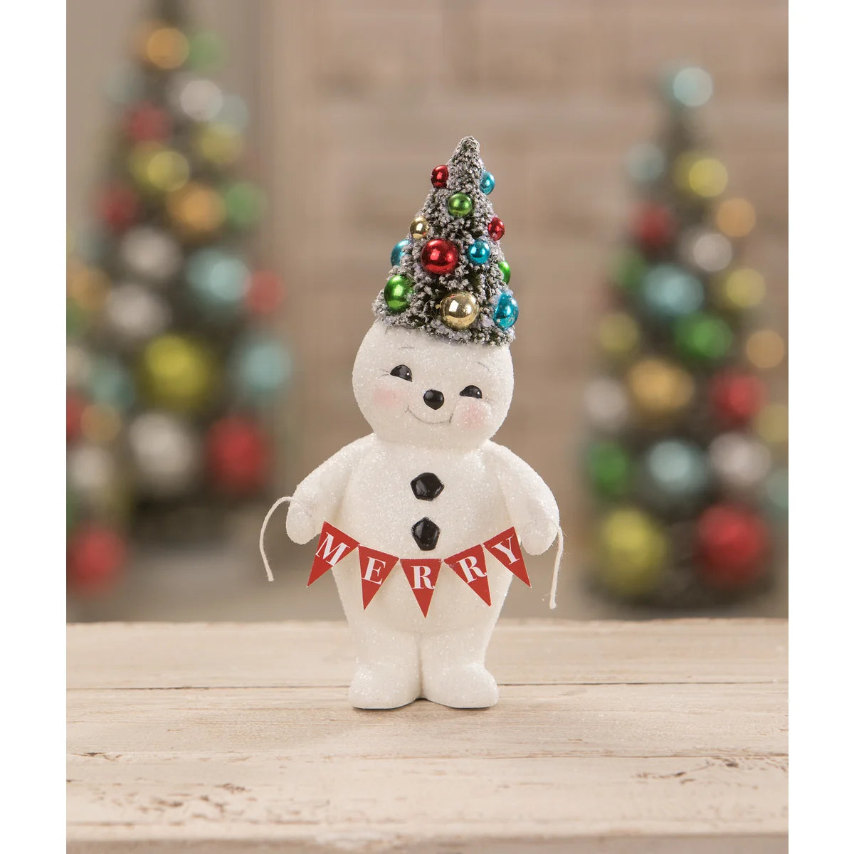 Bethany Lowe Retro Merry Snowman With Tree