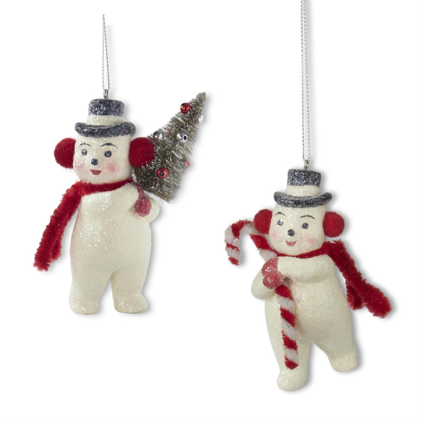 Retro Mache Snowman Ornament - Choose Style