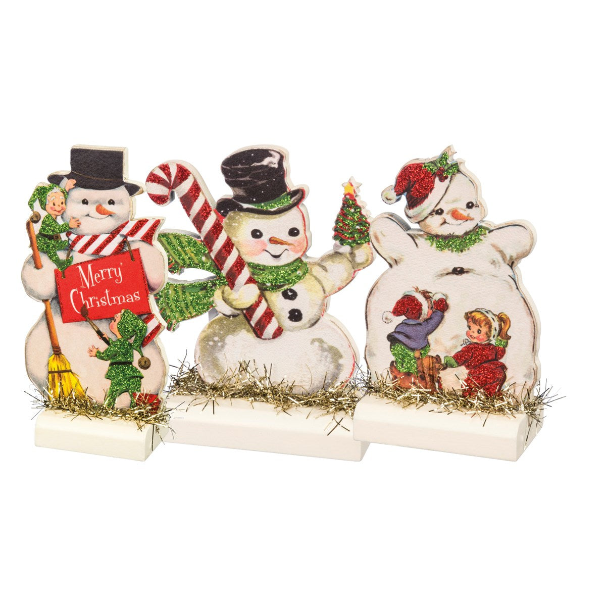 Set of 3 Retro Snowmen