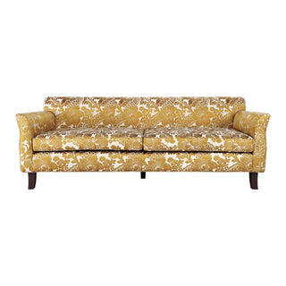 Retro Style Fabric Upholstered Sofa with Damask Floral Pattern