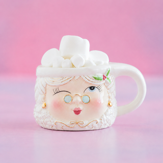 Glitterville Mrs. Papa Noel Mug, White – Choose Style
