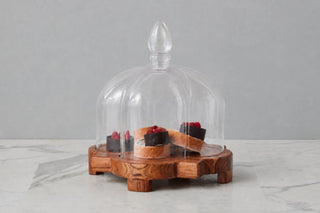 Quatrefoil Trivet Riser and Glass Dome - Sold Individually or as a Set