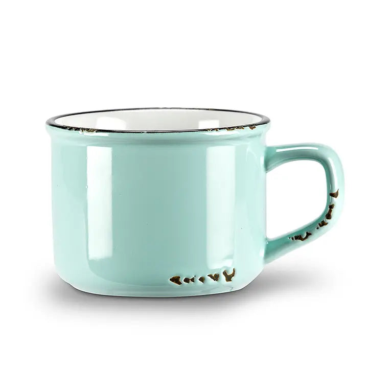 8oz Enamel Look Stoneware Cup - Choose From 5 Different Colors